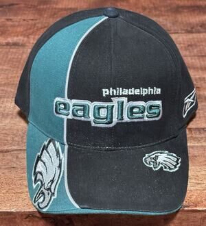 NFL Pro Line Philadelphia Eagles Reebok Hat Cap, Black, Green & Silver, One Size